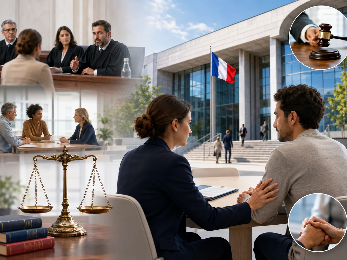 Citoyen accompagné dans un cadre judiciaire.